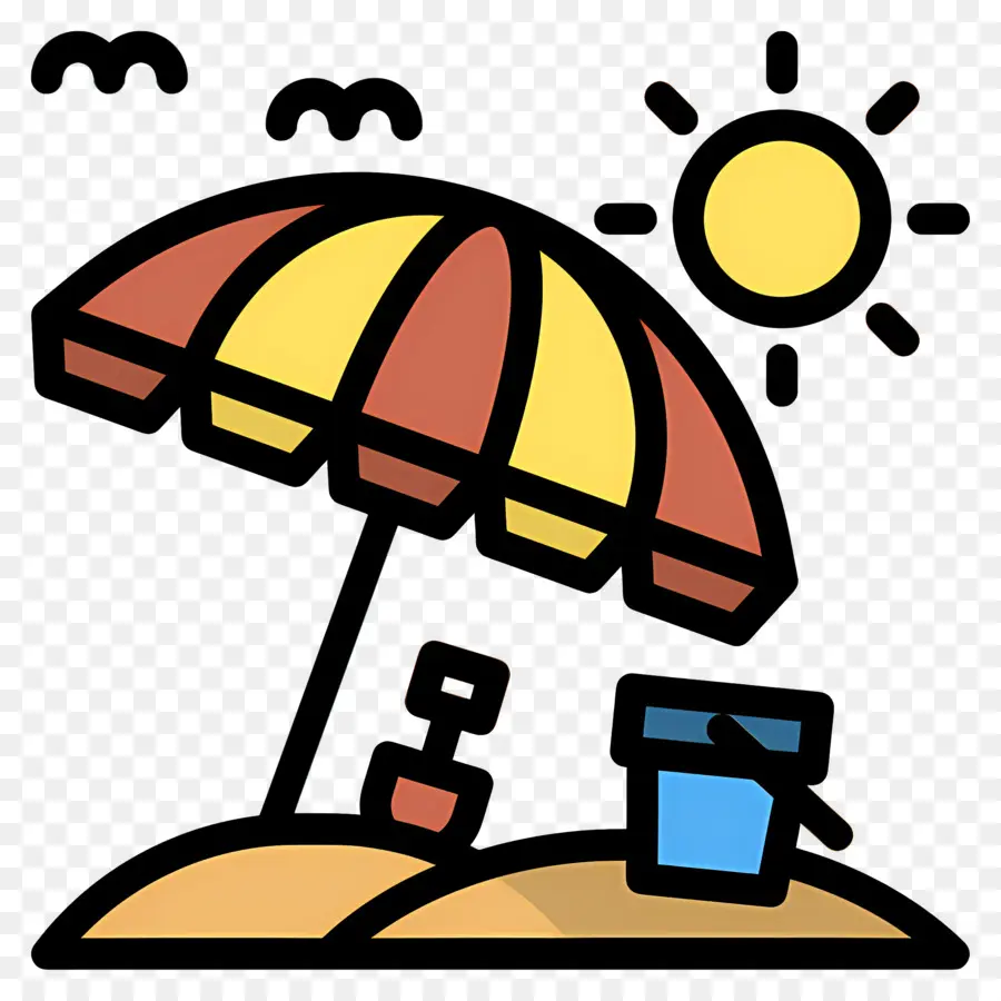 Parasol，Escena De Playa PNG