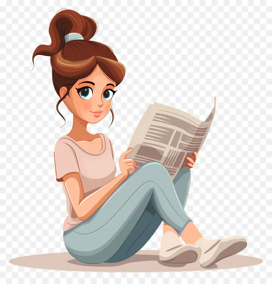 Chica Leyendo El Periódico，Periódico PNG