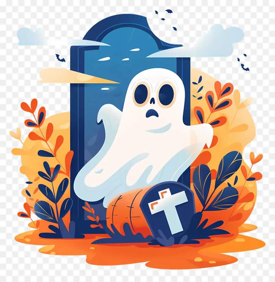 Lápida Fantasma De Halloween，Fantasma PNG