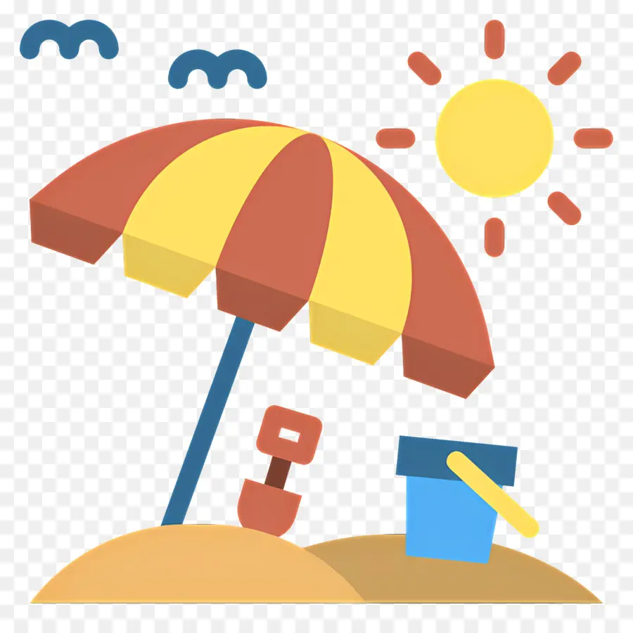 Parasol，Escena De Playa PNG