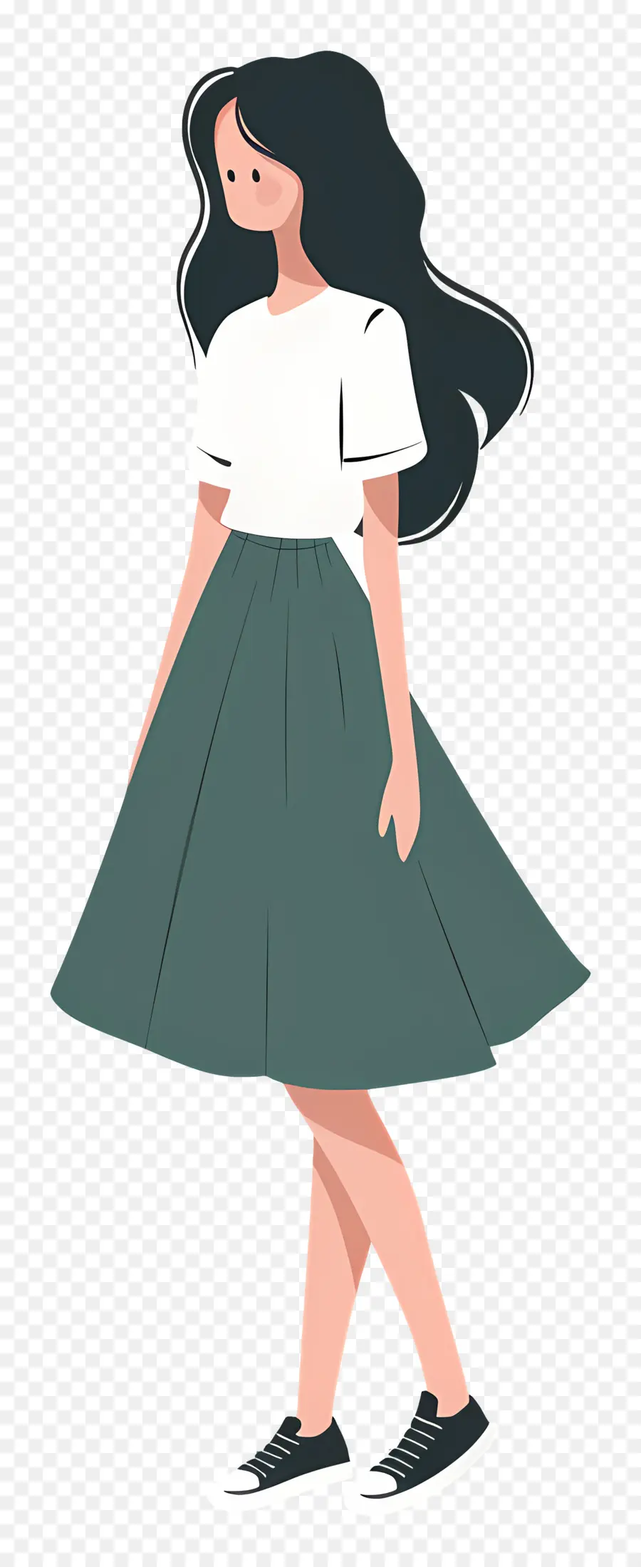 Mujer En Falda，Chica Con Camisa Blanca Y Falda Verde PNG