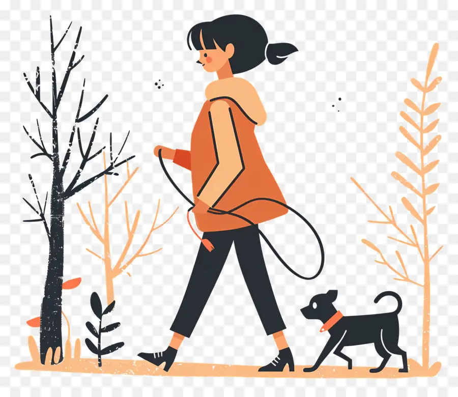 Mujer Paseando Perro，Perro PNG