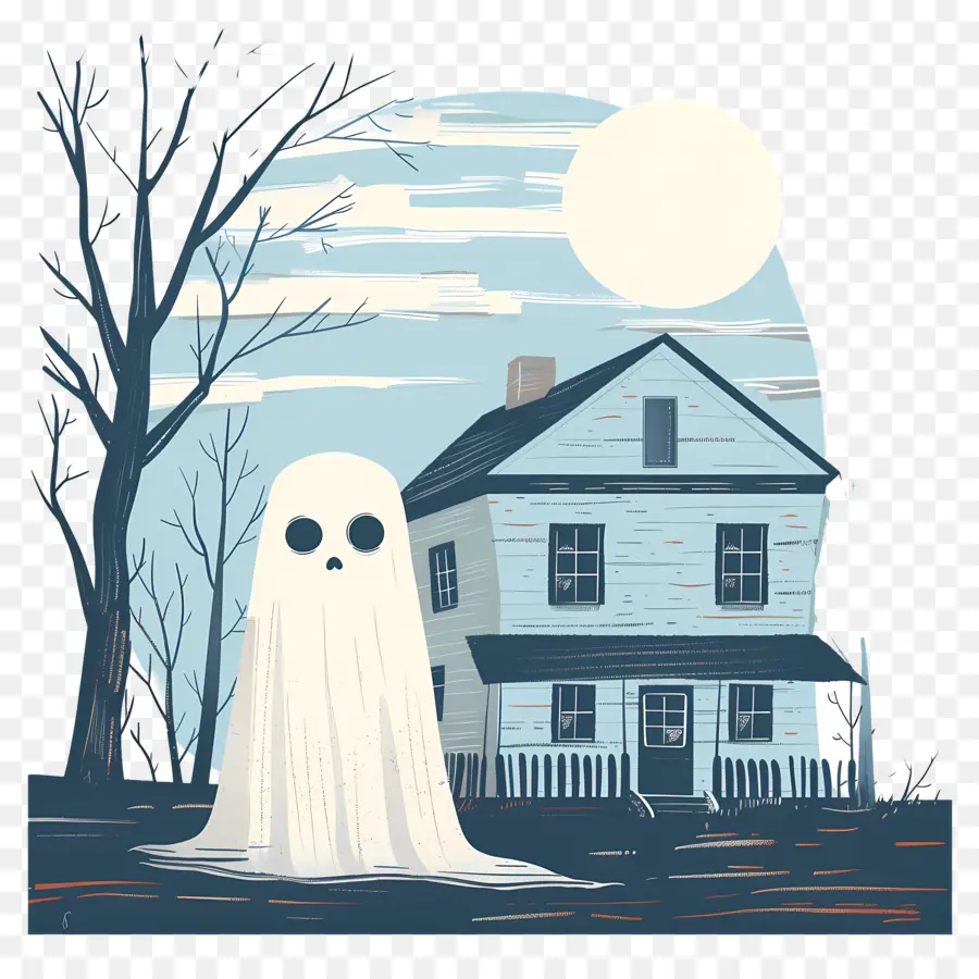 Fantasma De Halloween，Fantasma Y Casa PNG