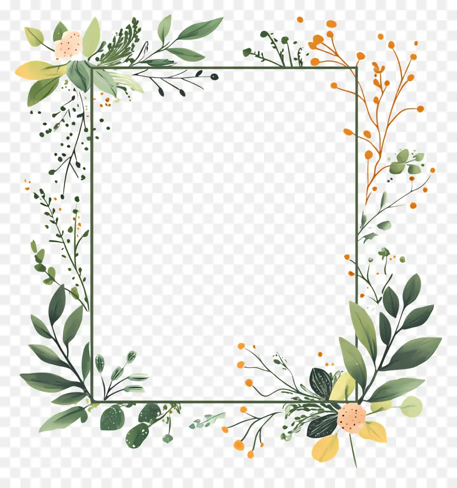 Marco Simple Rectangular，Marco Floral PNG