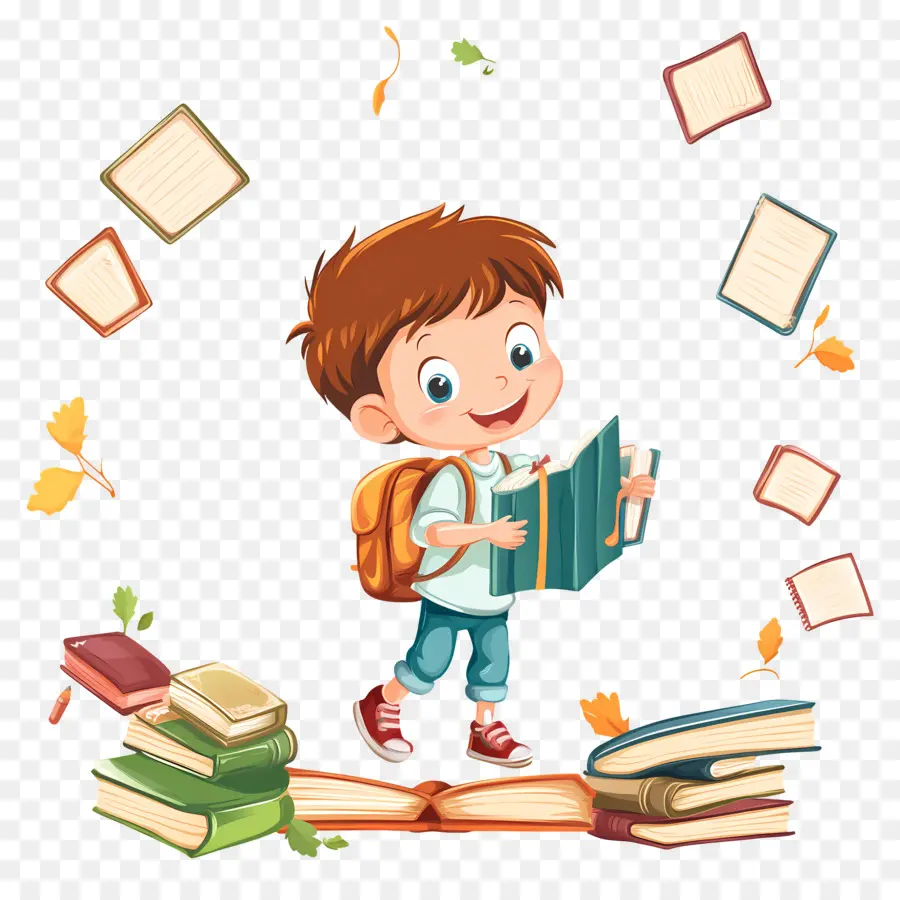 Marco Simple De La Escuela，Niño Con Libros PNG