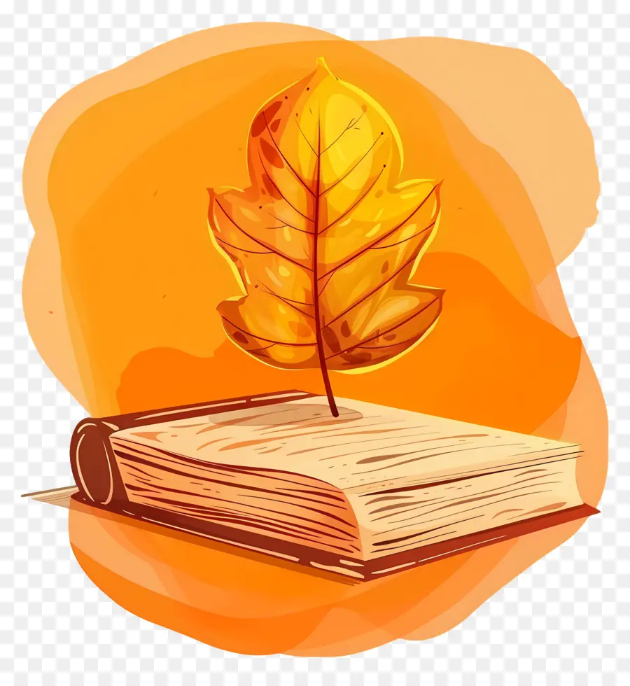 Hoja De Otoño En Libro，Libro PNG