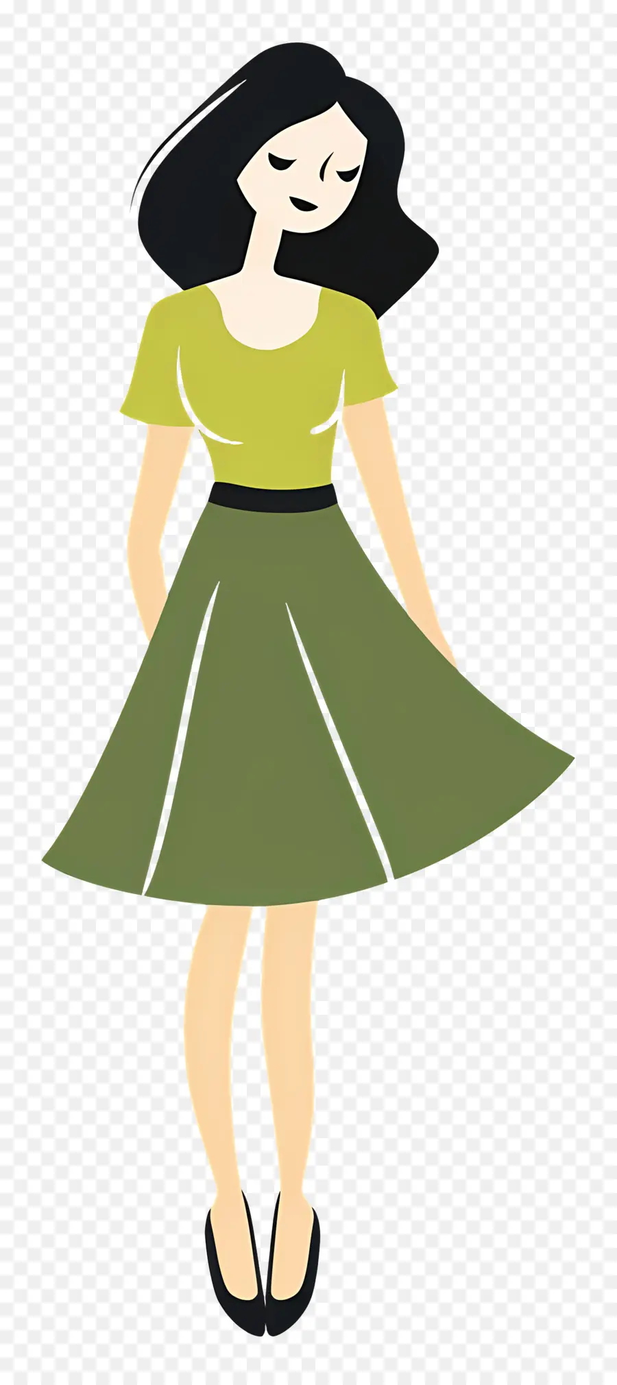 Mujer En Falda，Mujer En Vestido Verde PNG