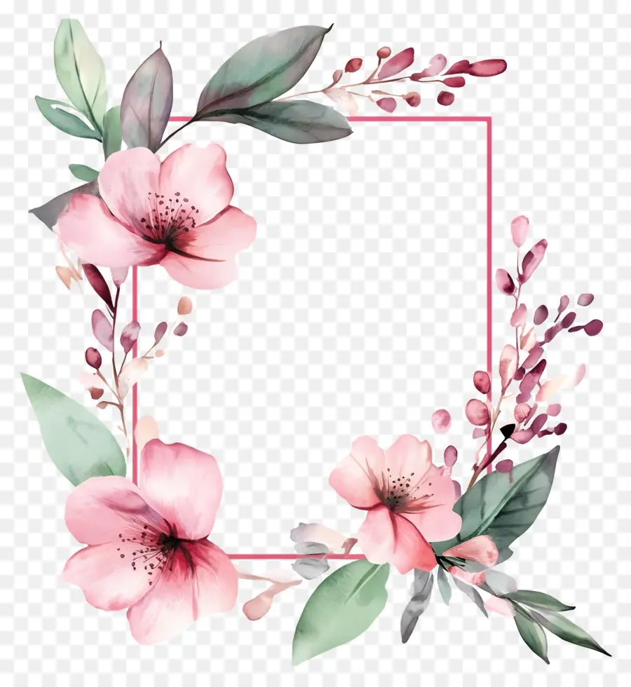 Marco Simple Rosa，Marco Floral PNG