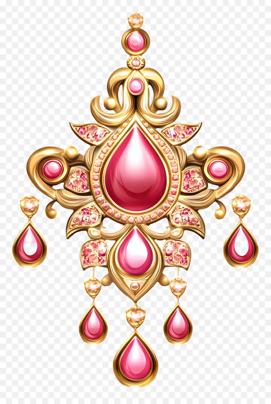 Kundan，Colgante De Piedras Preciosas Rojas PNG