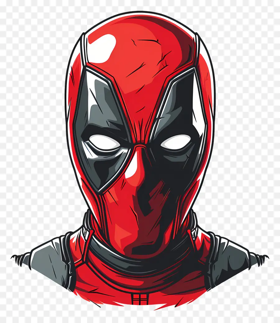 Cara De Deadpool De Dibujos Animados，Máscara Roja Y Negra PNG