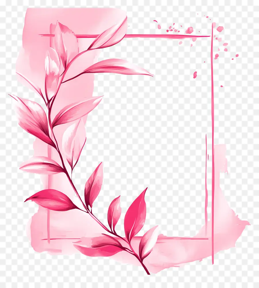 Marco Simple Rosa，Marco Floral PNG