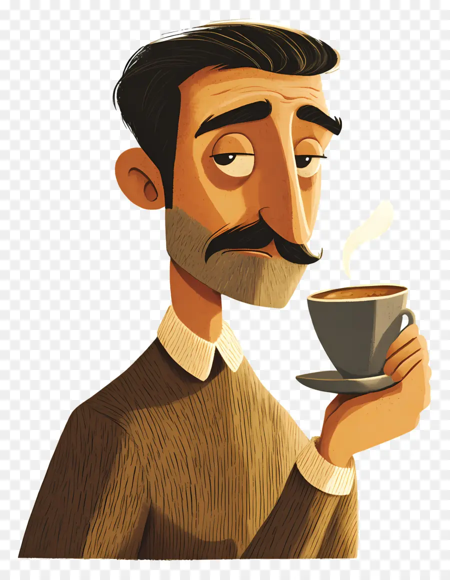 Tomando Cafe，Hombre Con Cafe PNG