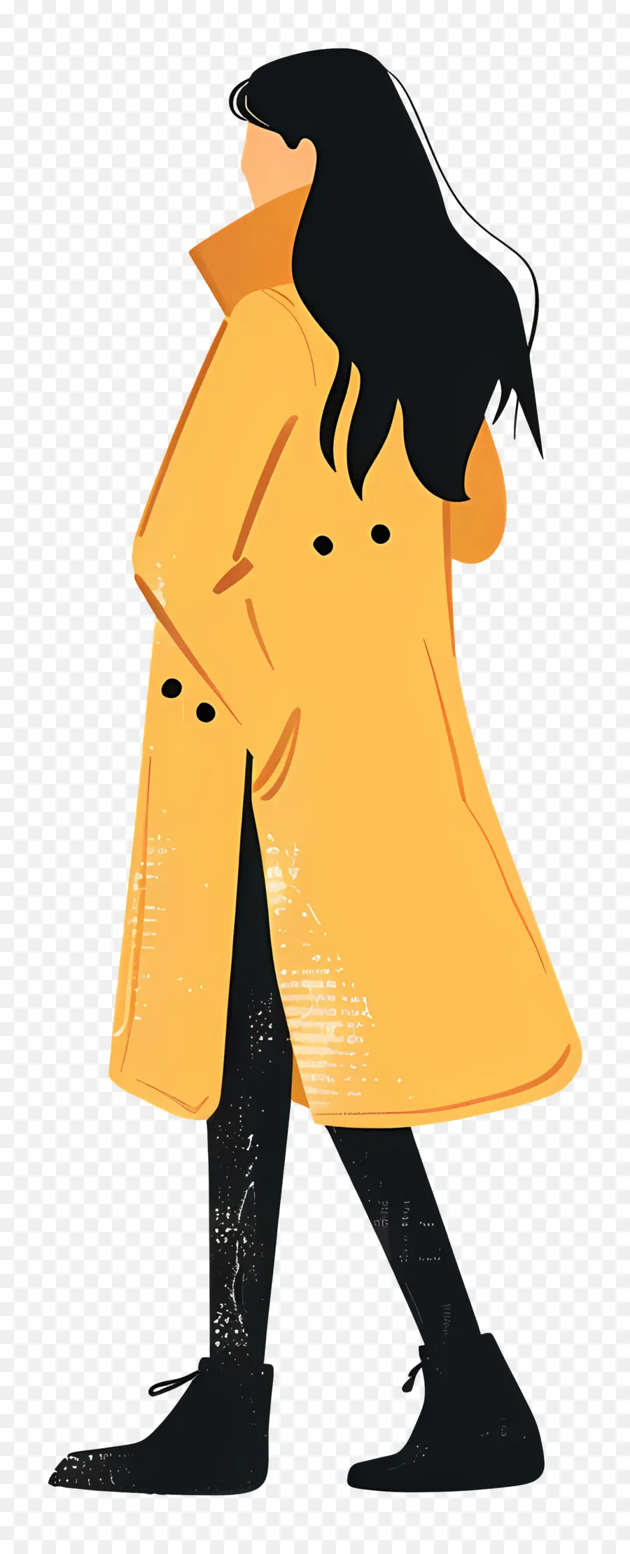 Mujer En Abrigo，Abrigo Amarillo PNG