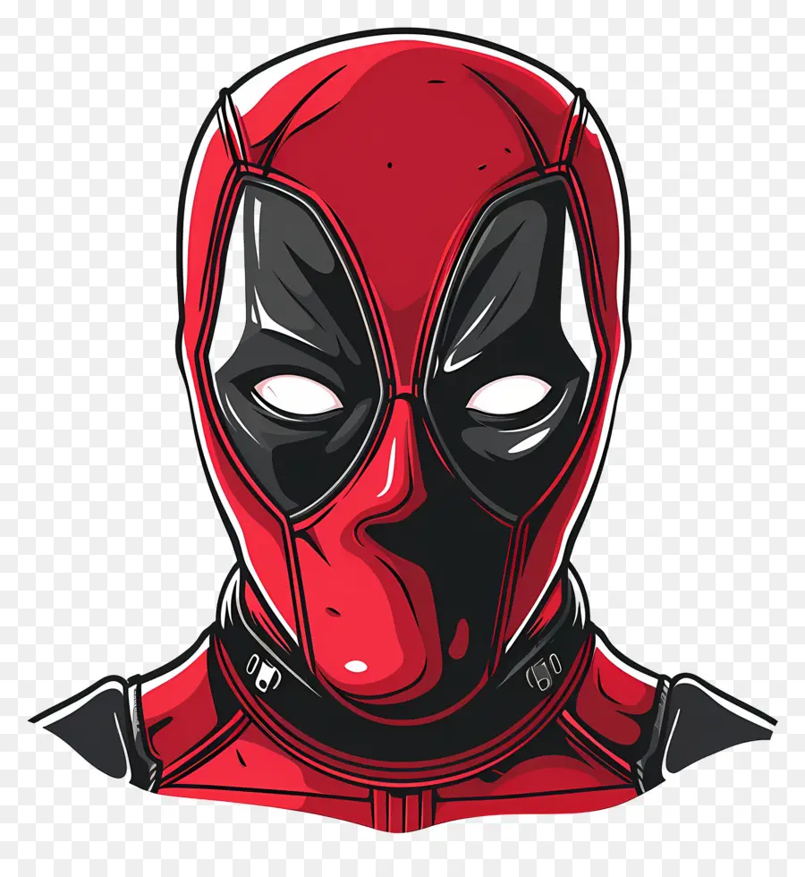 Cara De Deadpool De Dibujos Animados，Máscara Roja Y Negra PNG