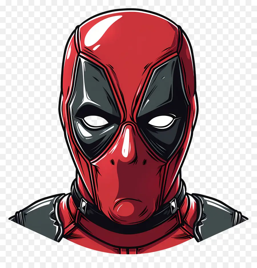 Cara De Deadpool De Dibujos Animados，Máscara Roja Y Negra PNG