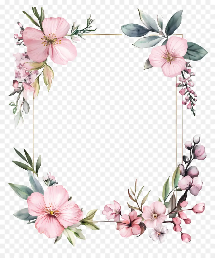 Marco Simple Rosa，Marco Floral PNG