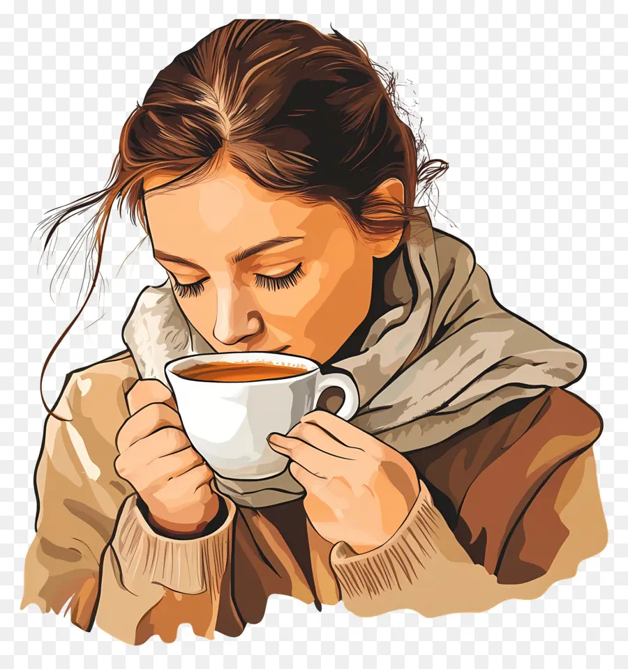 Tomando Cafe，Mujer Tomando Café PNG