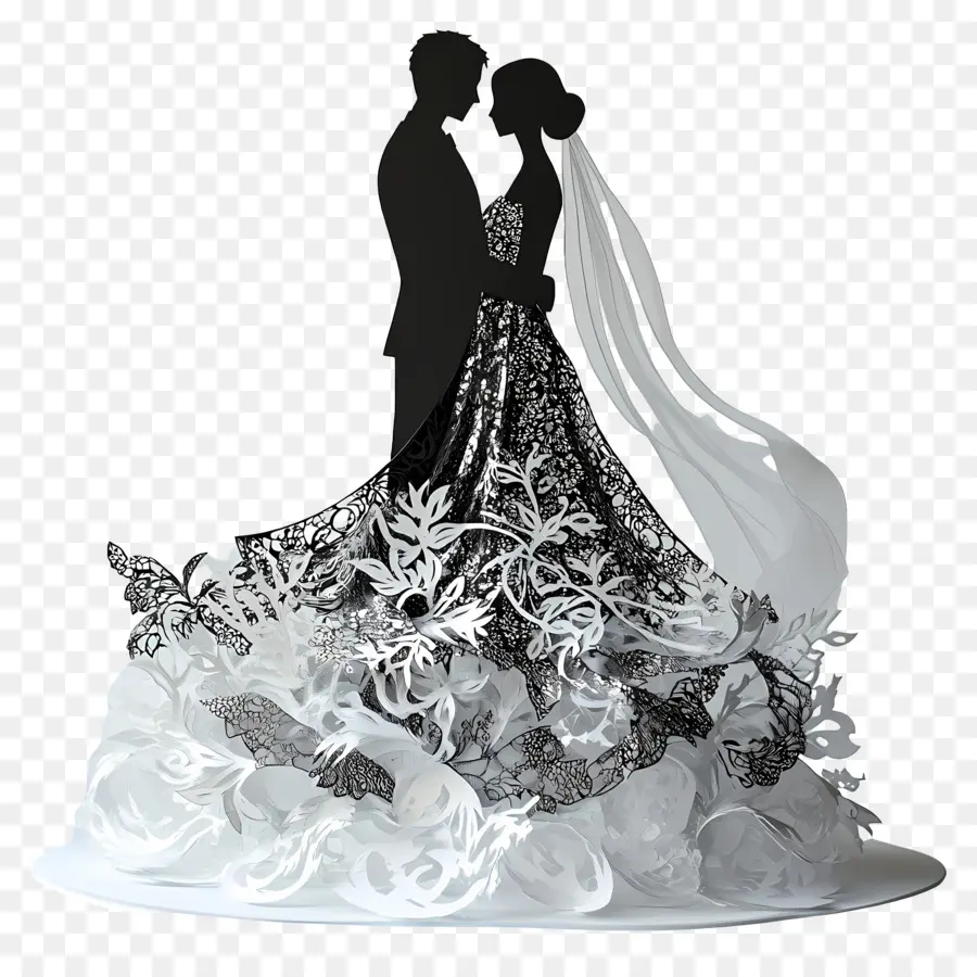 Silueta De Boda，Pareja PNG