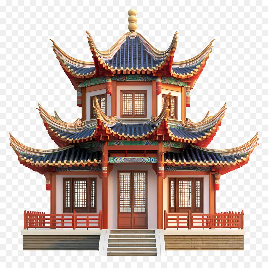 Templo Chino，Pagoda Tradicional PNG