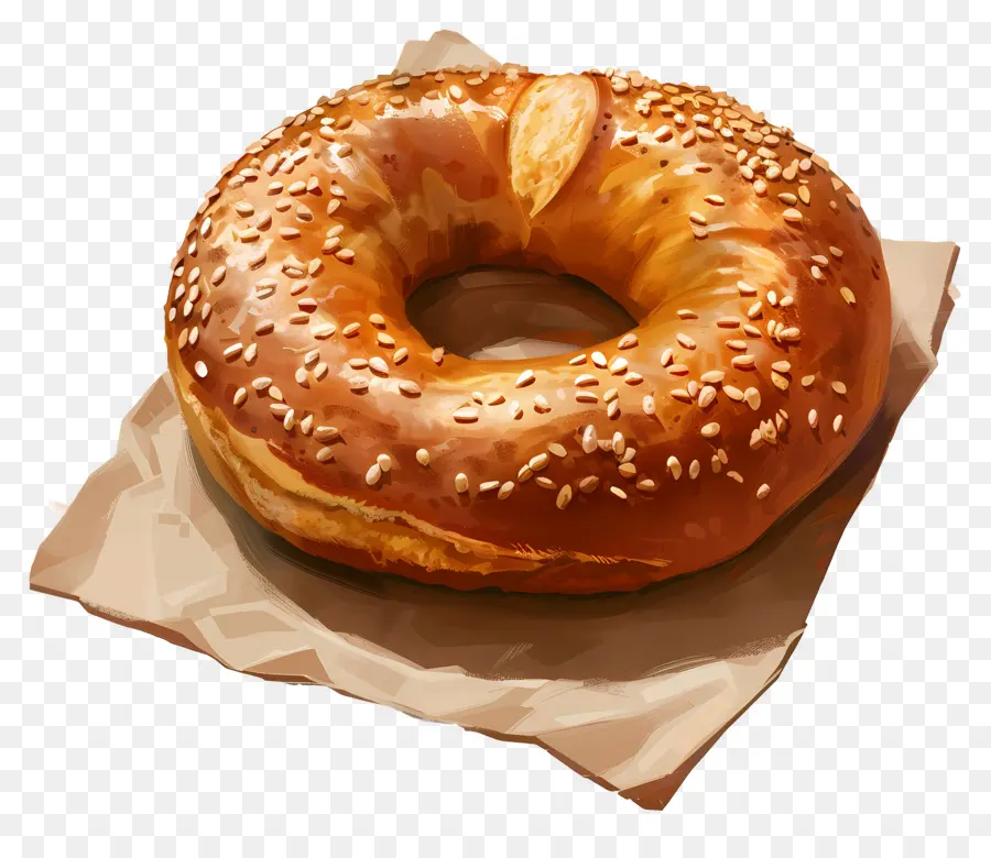 Pan De Bagel，Bagel Con Semillas De Sésamo PNG