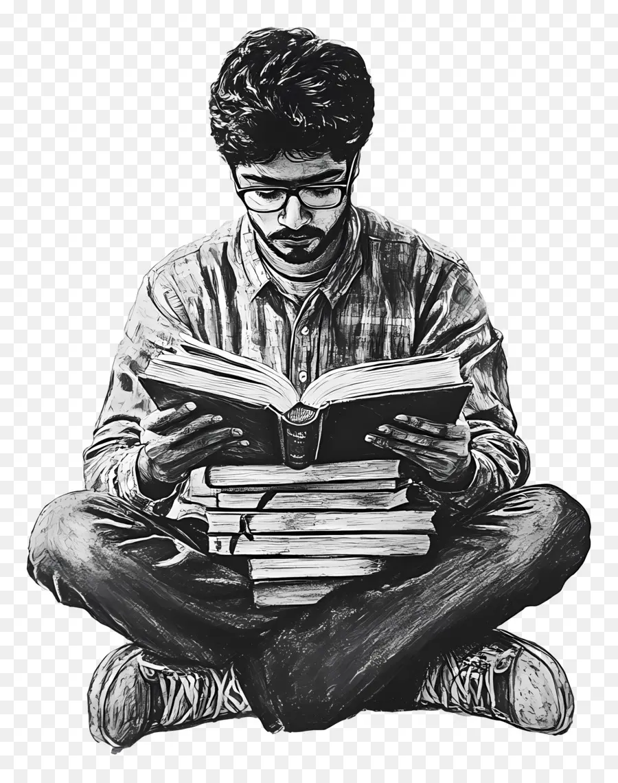 Gusano De Libro，Hombre Leyendo PNG