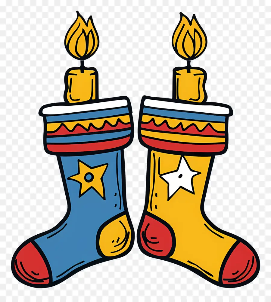 Medias De Hanukkah，Velas En Calcetines PNG