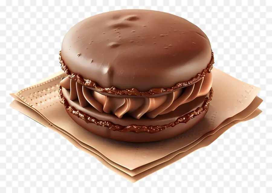 Macarrón De Chocolate，Postre PNG