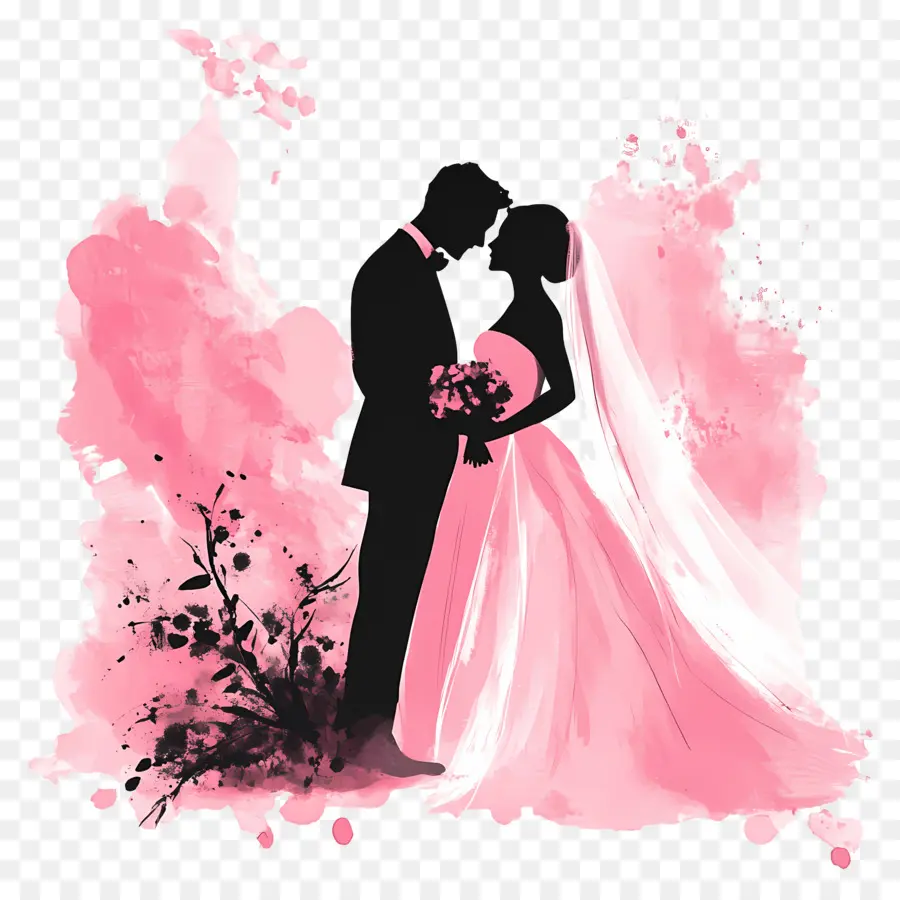 Silueta De Boda，Pareja De Novios PNG