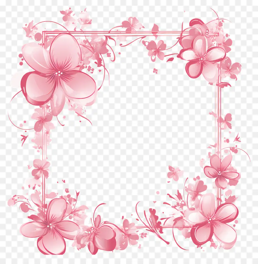 Marco Simple Rosa，Marco Floral PNG