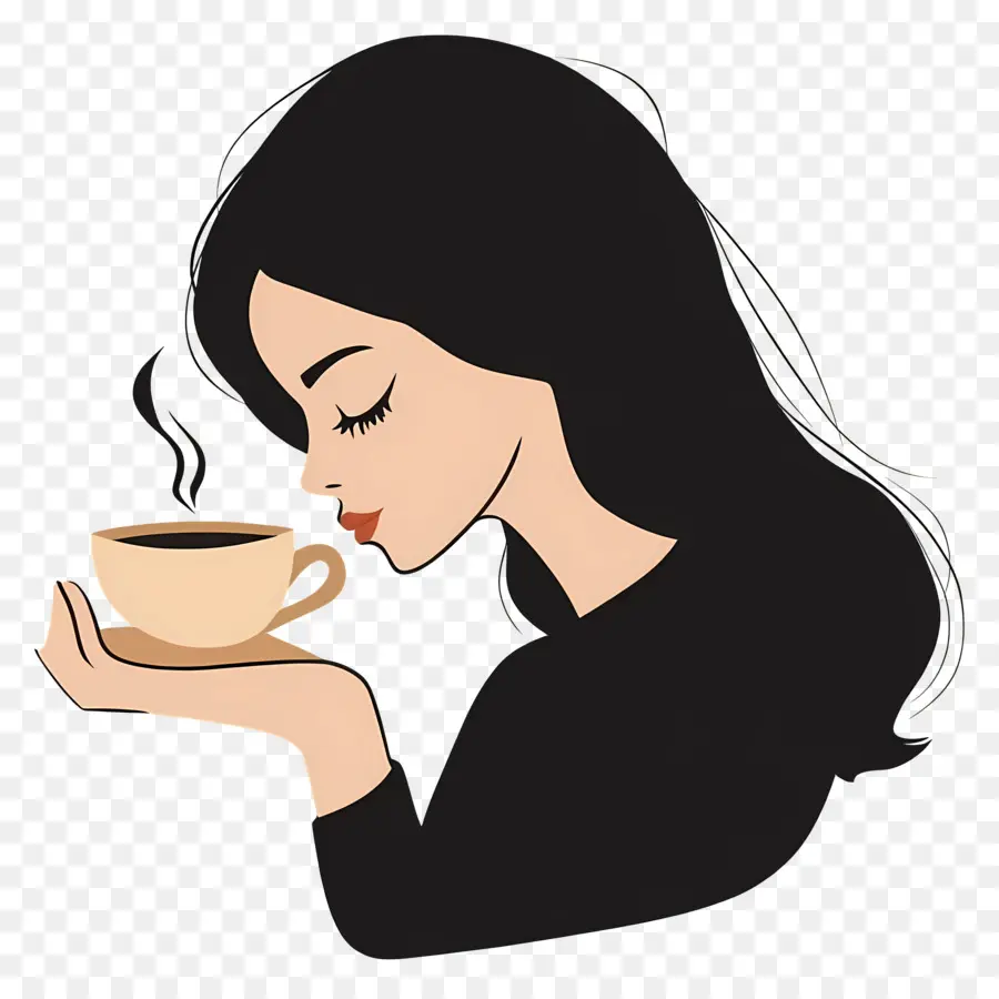 Tomando Cafe，Mujer Con Cafe PNG