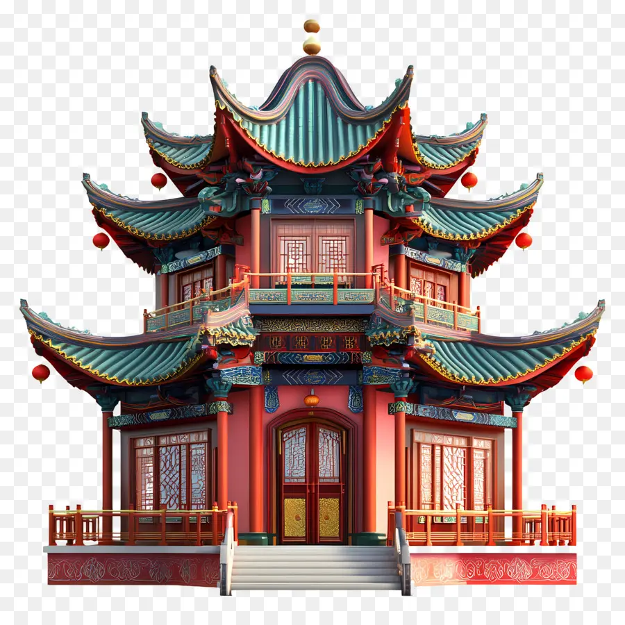 Templo Chino，Pagoda Tradicional PNG