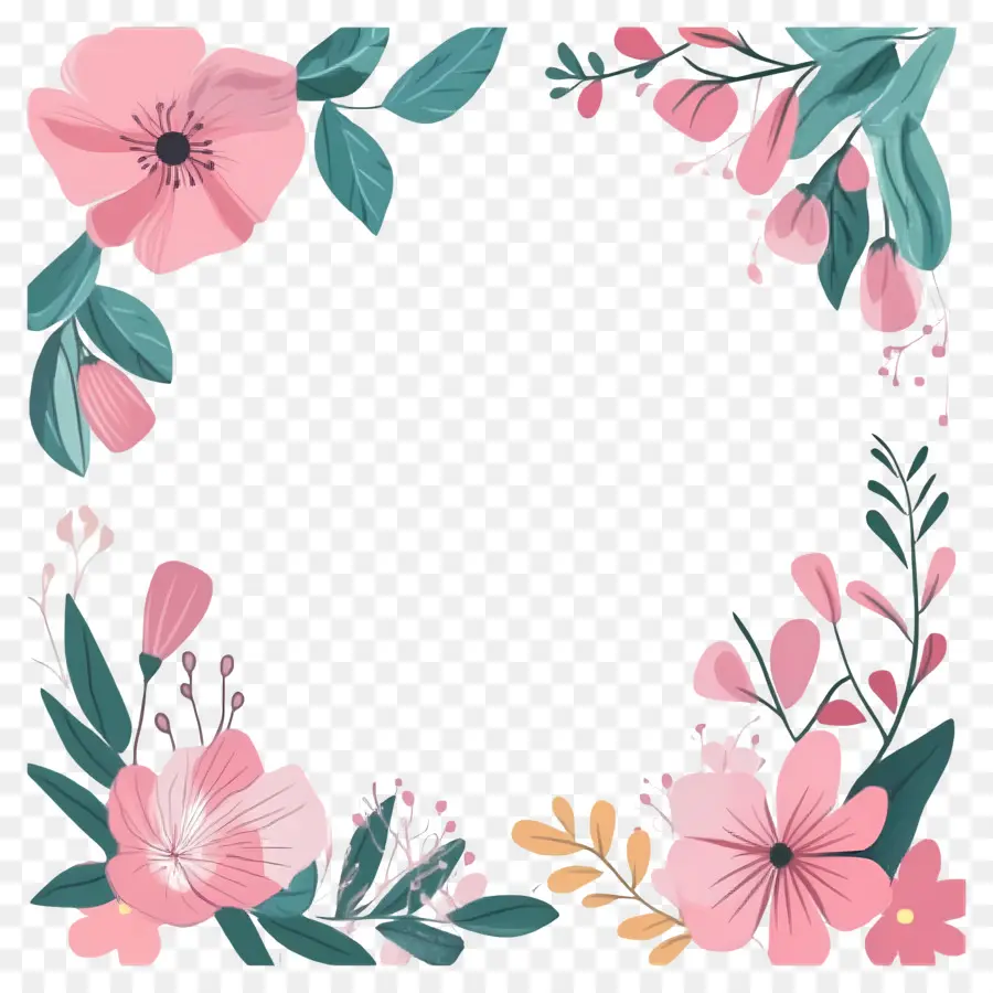 Marco Simple Rosa，Marco Floral PNG