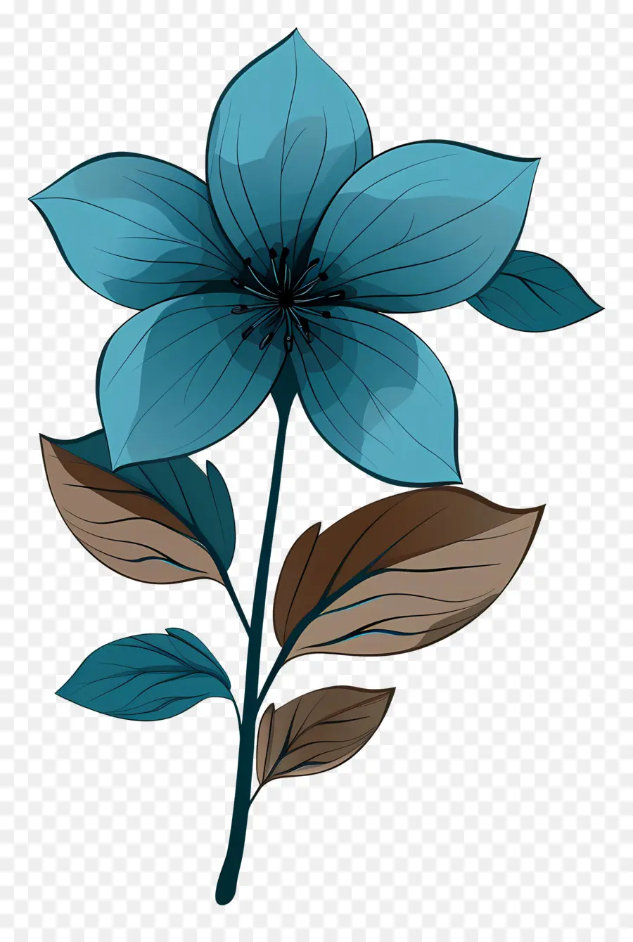 Flor Azul，Hojas PNG