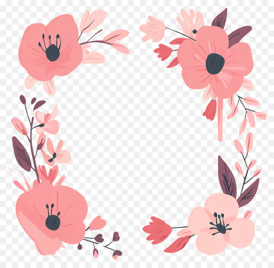 Marco Simple Rosa，Marco Floral PNG