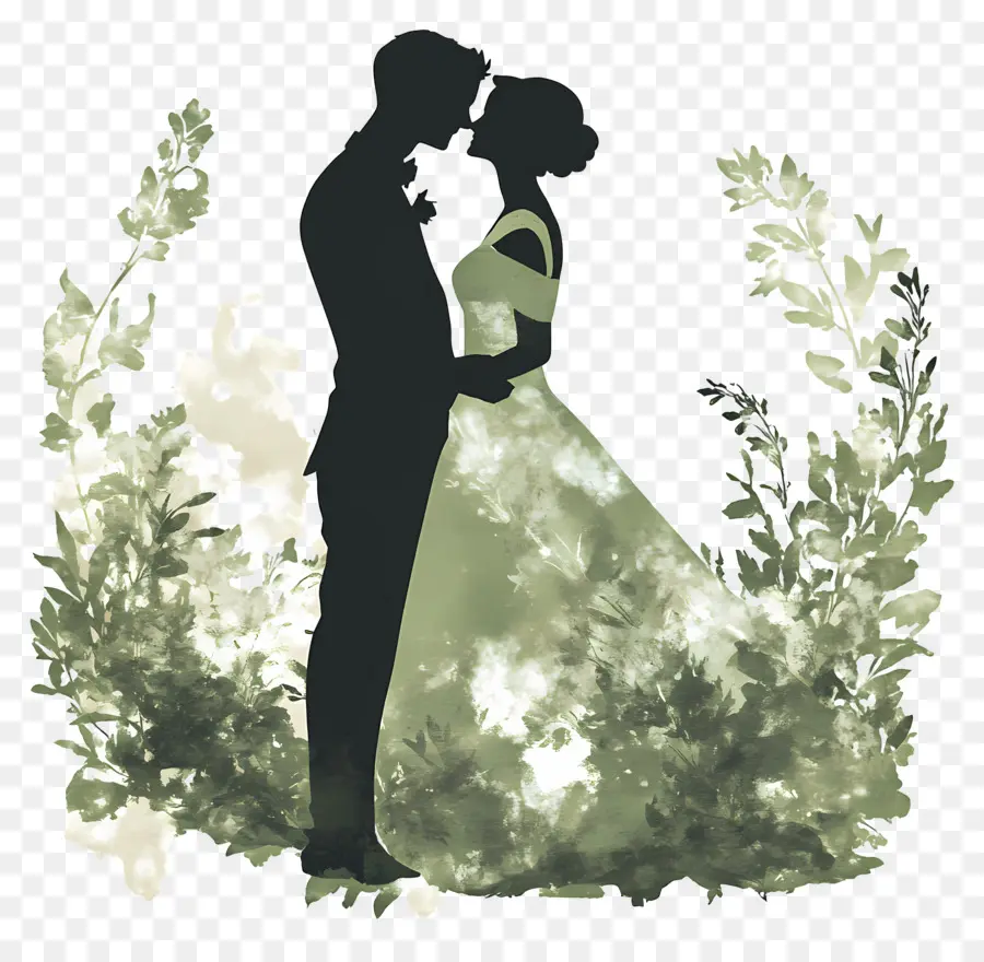 Silueta De Boda，Pareja De Novios PNG