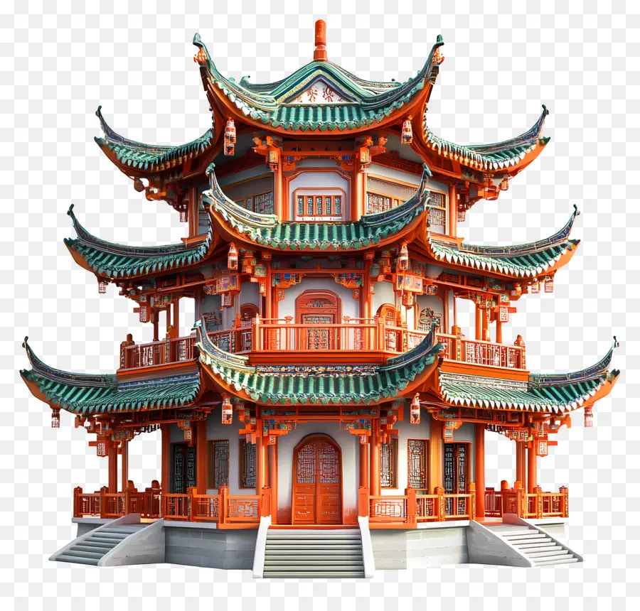 Templo Chino，Pagoda Tradicional PNG