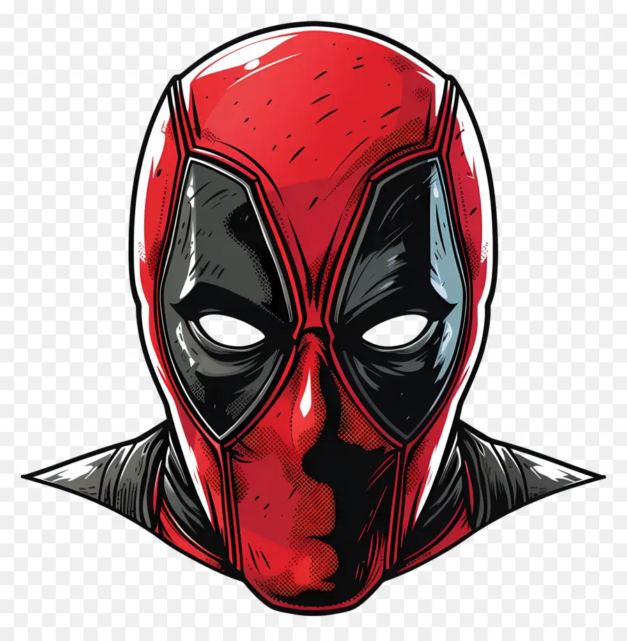 Cara De Deadpool De Dibujos Animados，Máscara Roja Y Negra PNG