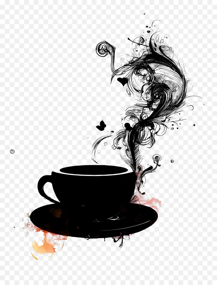 Café Negro，Taza De Café Artística PNG