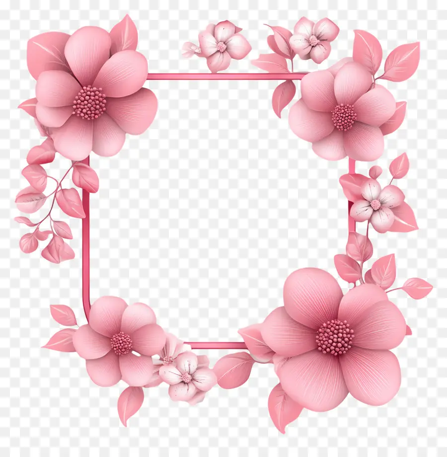 Marco Simple Rosa，Marco Floral PNG