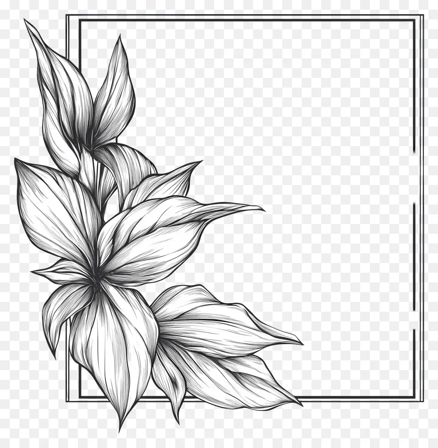 Marco Simple Rectangular，Marco Floral PNG