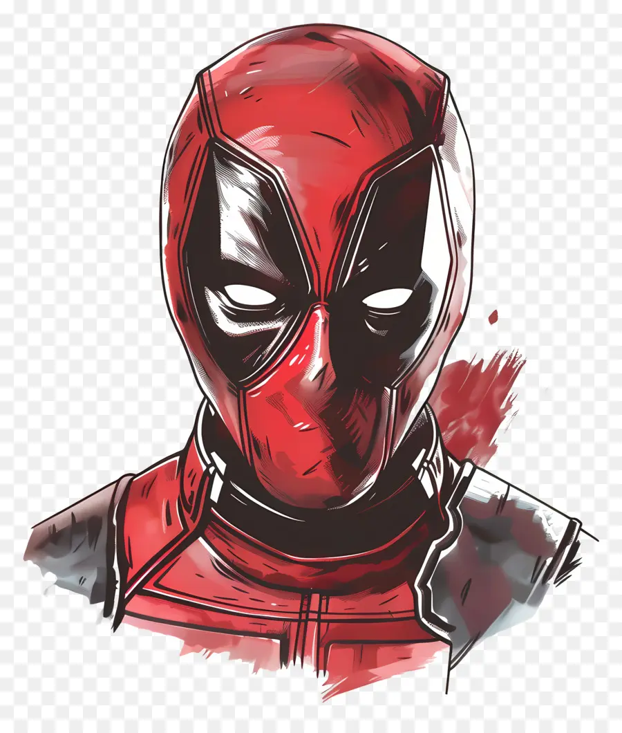 Cara De Deadpool De Dibujos Animados，Máscara Roja Y Negra PNG