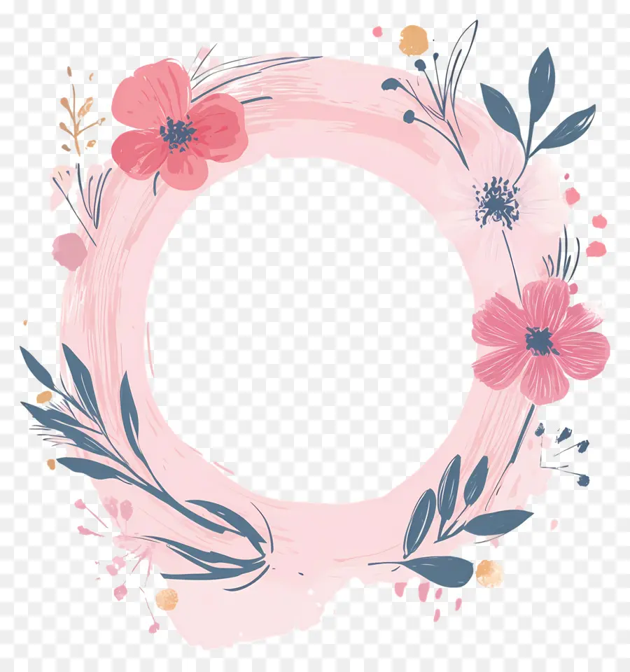 Marco Simple Rosa，Marco Floral PNG