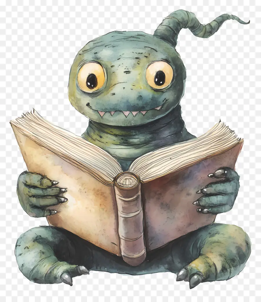 Gusano De Libro，Lindo Monstruo Leyendo PNG