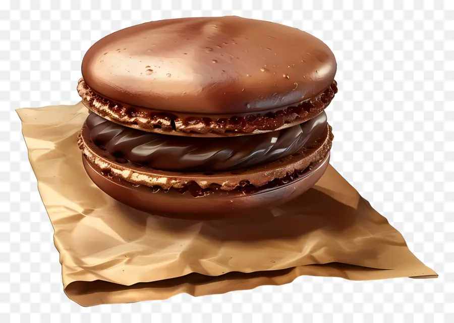 Macarrón De Chocolate，Postre PNG