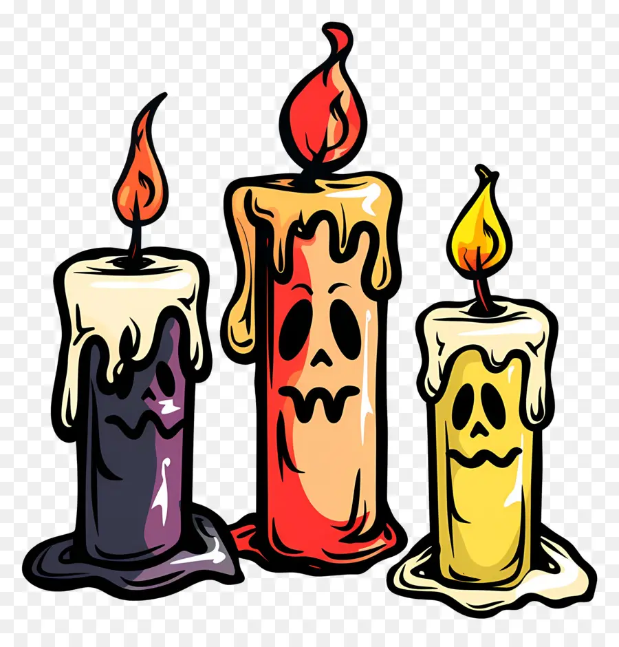 Velas De Halloween，Velas Con Caras PNG