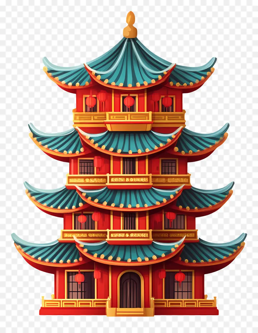 Templo Chino，Pagoda PNG