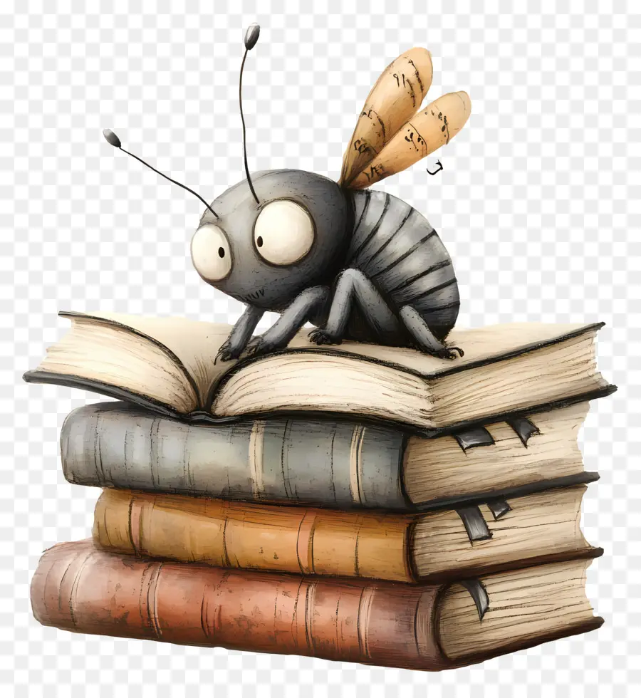 Gusano De Libro，Insecto De Dibujos Animados En Libros PNG