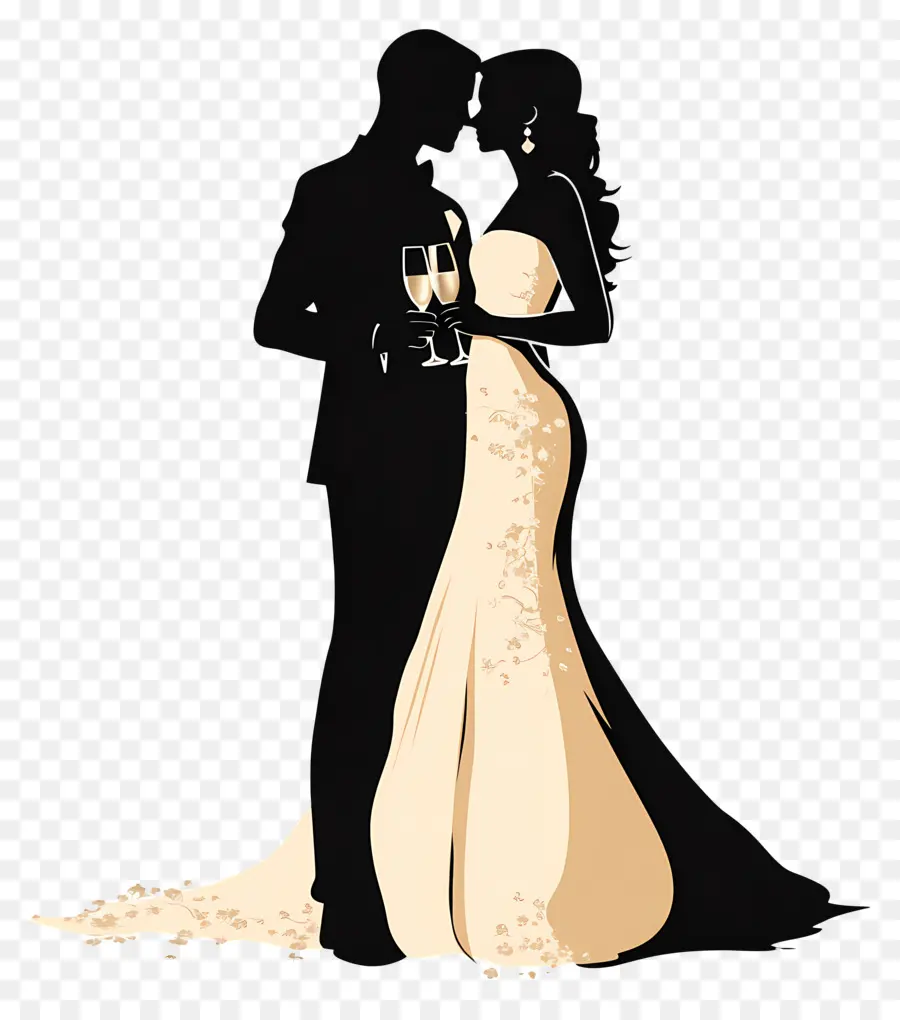 Silueta De Boda，Pareja PNG