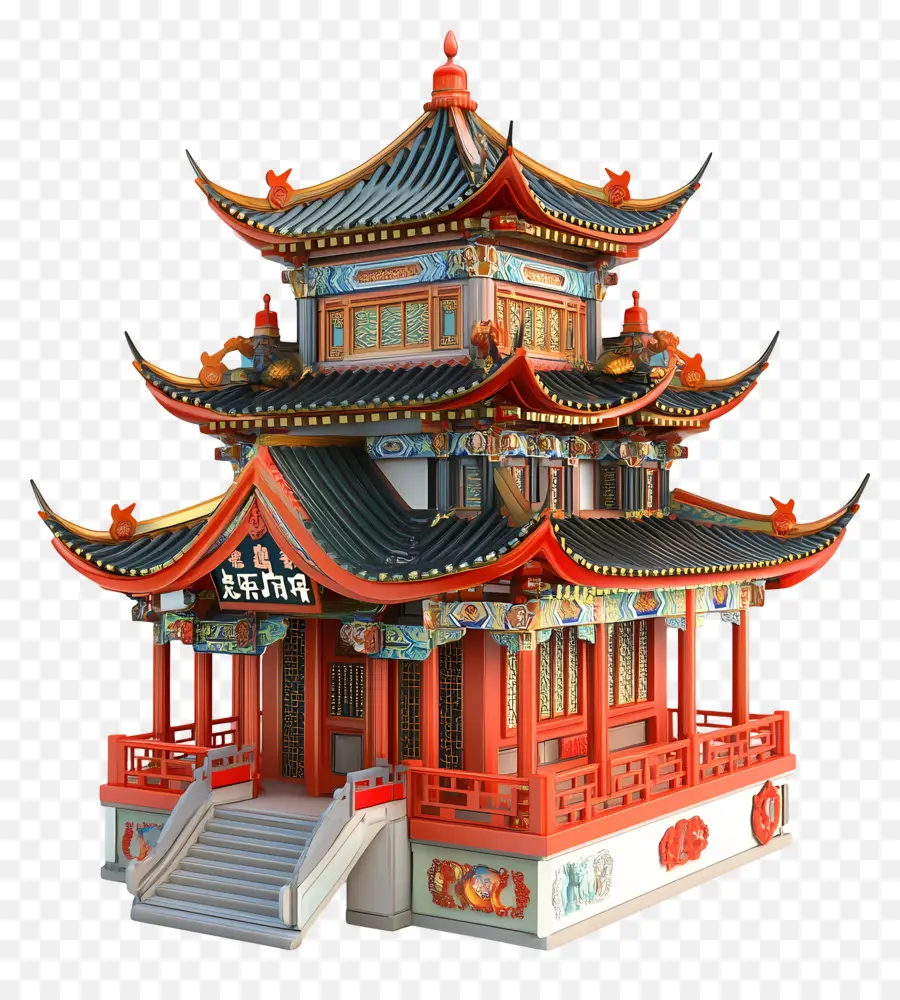 Templo Chino，Pagoda Tradicional PNG