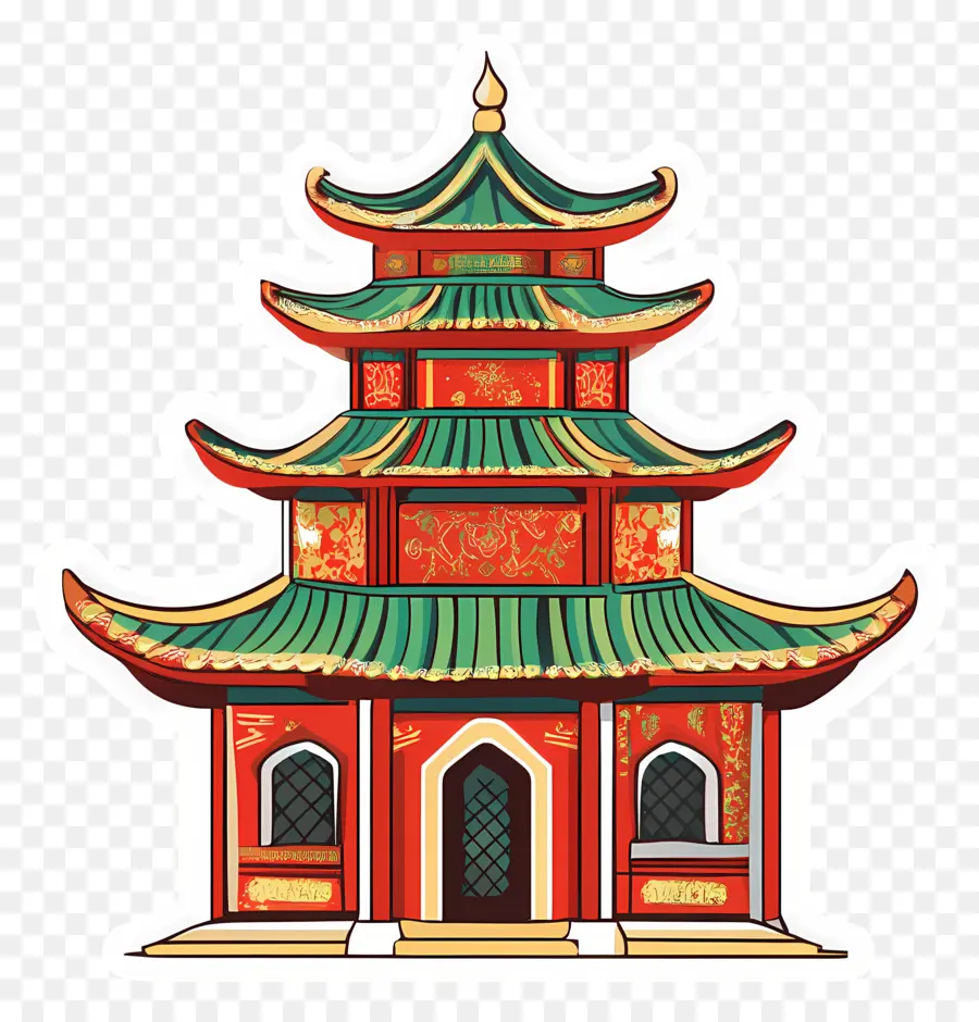 Templo Chino，Ilustración De La Pagoda PNG